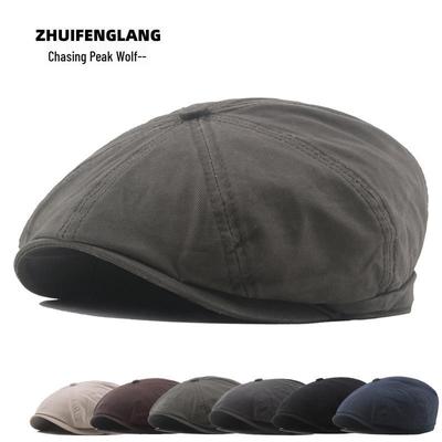 Herren Baumwolle Waschbare Baskenmütze - Vier Jahreszeiten Achteckige Schiebermütze Sonnenhut