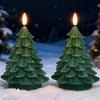 Snow Texture Candles Christmas Tree Candles, Flameless LED Flickering Wax with Remote Control, Led Flame Battery Operated Realistic Pine Decor