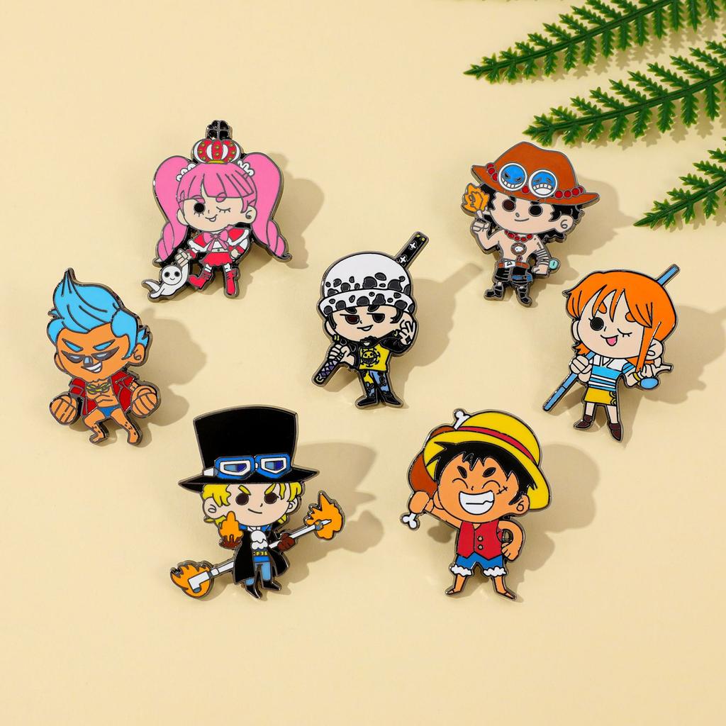 Cartone animato giapponese ONE PIECE distintivo metallico Luffy Ace Re dei Pirati smalto spilla smaltata spilla