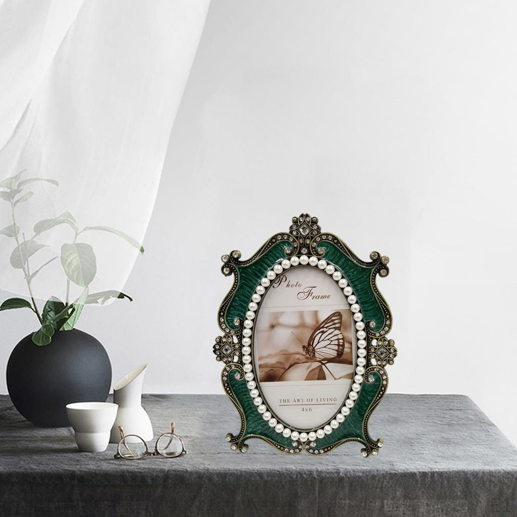 /Picture , Clear Glass Vintage European Retro Style, Bronze Patina Plated, Tabletop Horizontally