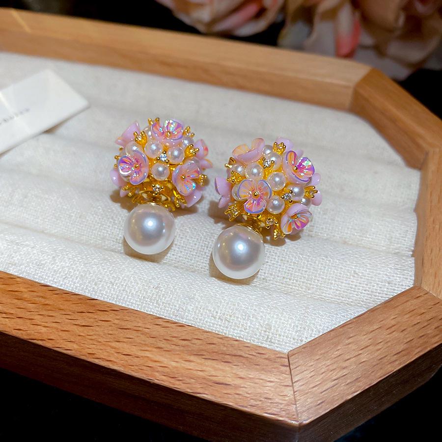 Silver Needle Pink Butterfly Zircon Cutout Stud Earrings - High-End Luxury Fashion Jewelry