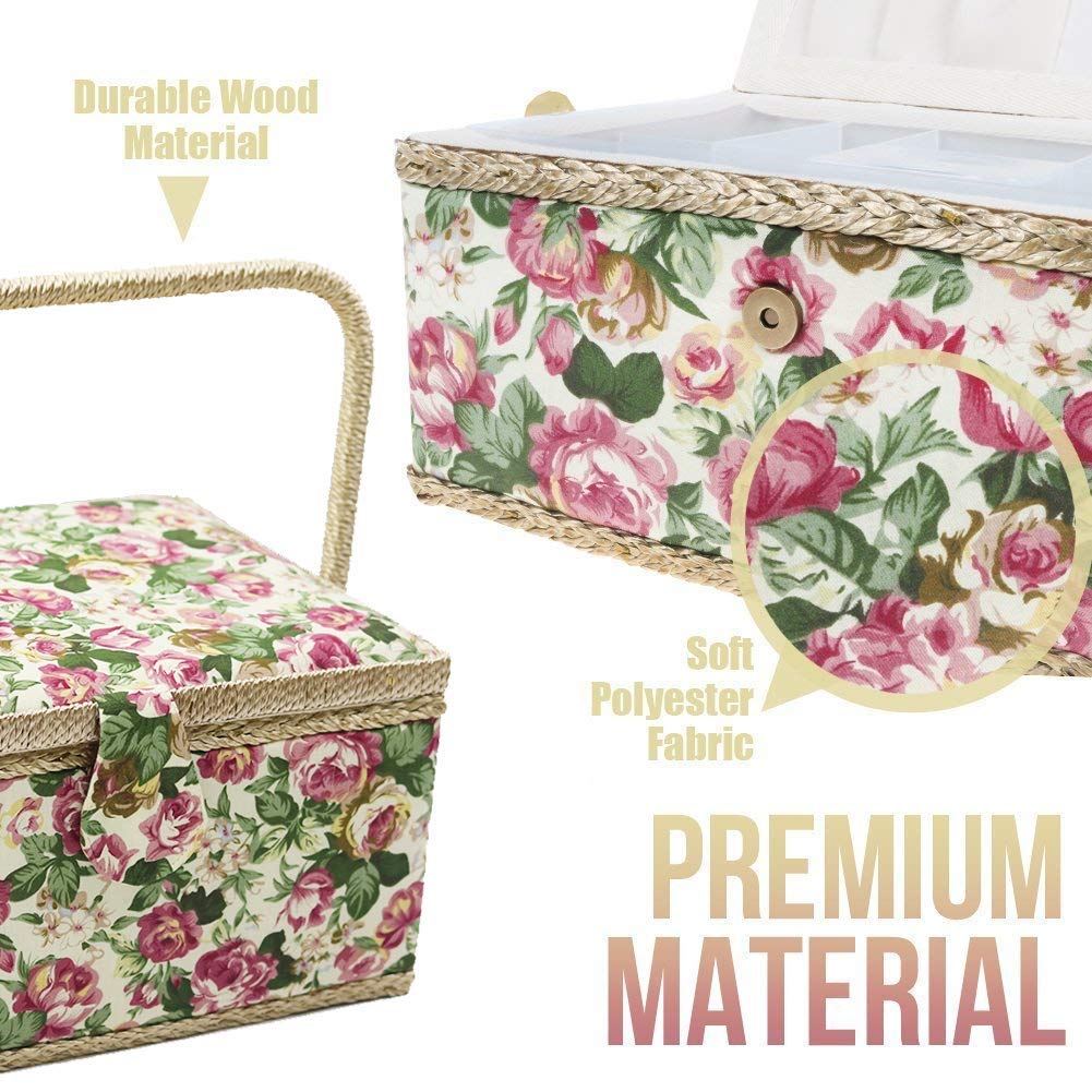 Sewing Large Capacity Floral Pattern Storage for Home Sewing Kit Easy to DIY Craft Gift for D&D Box, Case, Portable, Use, Storage, Carry,