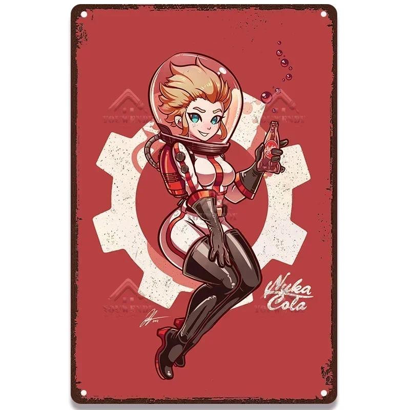 Nuka Cola Drink Posters Metal Sign - Ultimate Wall Decor for Pub Gaming Vibes, Retro Game-Themed Metal Art