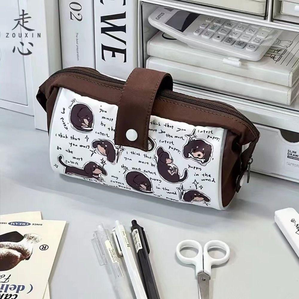 Cartoon Print Cute Dog Pen Bag Large Capacity Stationery Storage Pouch Stationery Organizer  Office