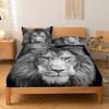 3-piece Simple Modern Skull Animal Pattern Digital Printing Three Piece Fitted Sheet Set, Bedroom Printed Bed Cover Set, Bedding
