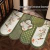 Used Retro Style Green Entrance Door Mat - Durable, Dirt-Resistant, Non-Slip Foot Mat