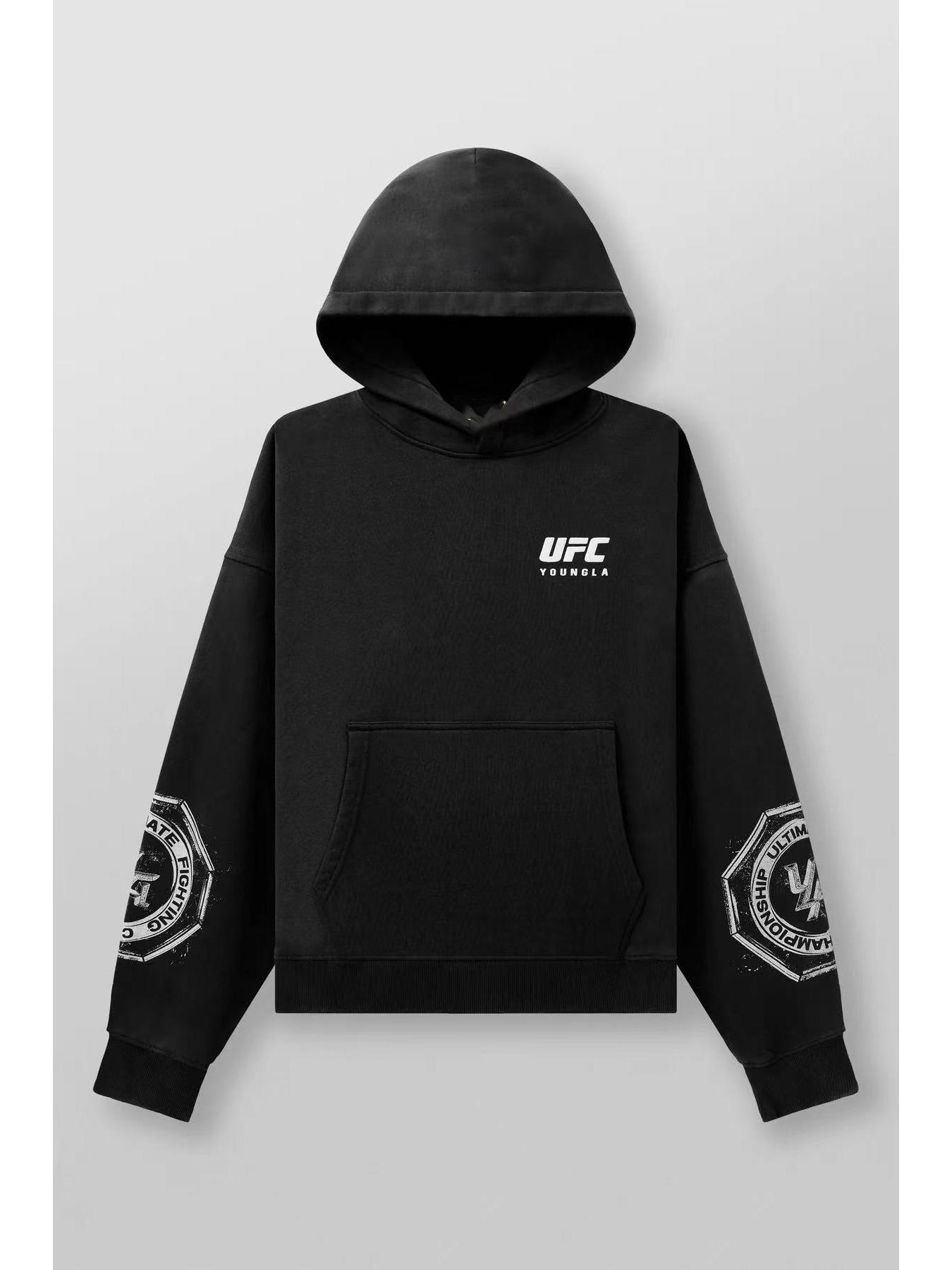 

Чоловіча толстовка великого розміру YOUNGLA x UFC Колаборація - Американський вуличний стиль, З принтом, Осінь/Зима. Triple Extra Large чорний
