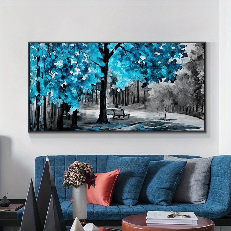 Modern Abstract Blue Leaves Oil Painting Print On Canvas Nordic Poster Wall Art Picture For Living Room Home Decor