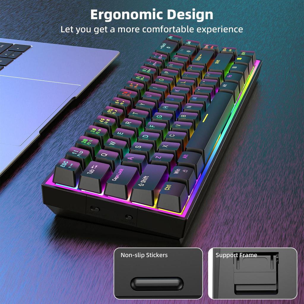 Custom Blue Switch Mechanical Keyboard - 68-Key Wired Office & Gaming with Side-Printed Keys