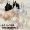 French Elegant Fashion Triangle Cup Beauty Back Mesh Semi-Fixed Breathable Comfortable No Steel Rim Bra