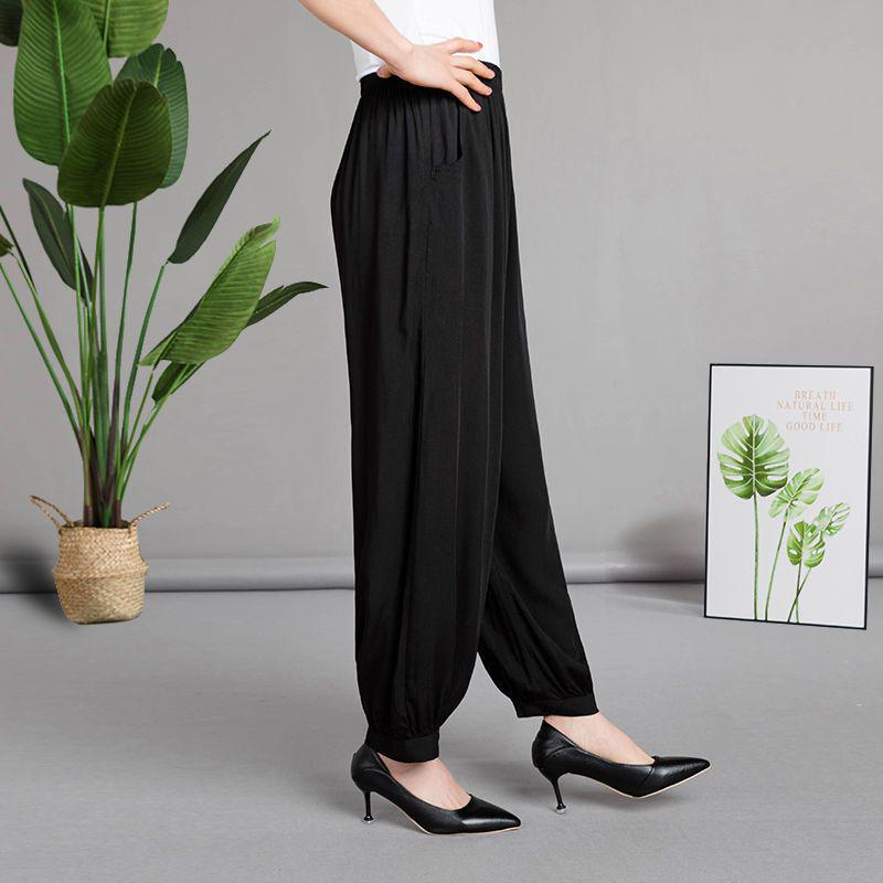 

Spring & Summer Cotton Silk Loose Lantern Pants for Middle-aged Women - Casual Ethnic Style for Square Dance & Tai Chi L 35-45 kg