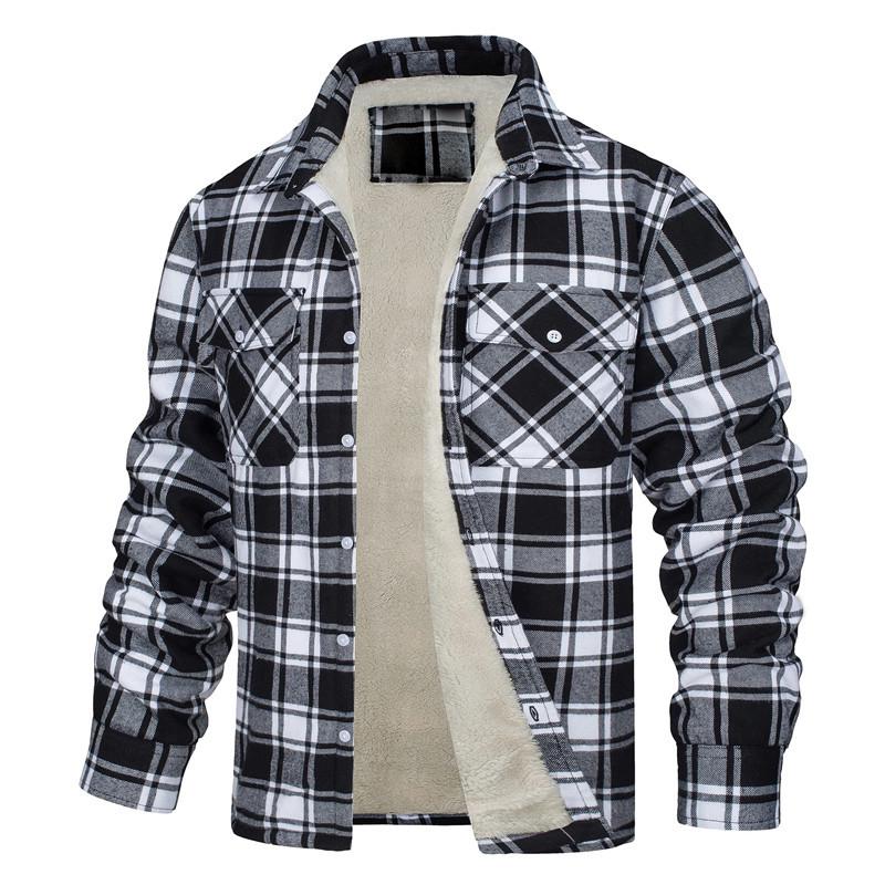 Men's Plush Plaid Lapel Jacket 2026 – Long-Sleeved, Single-Breasted, Loose Fit