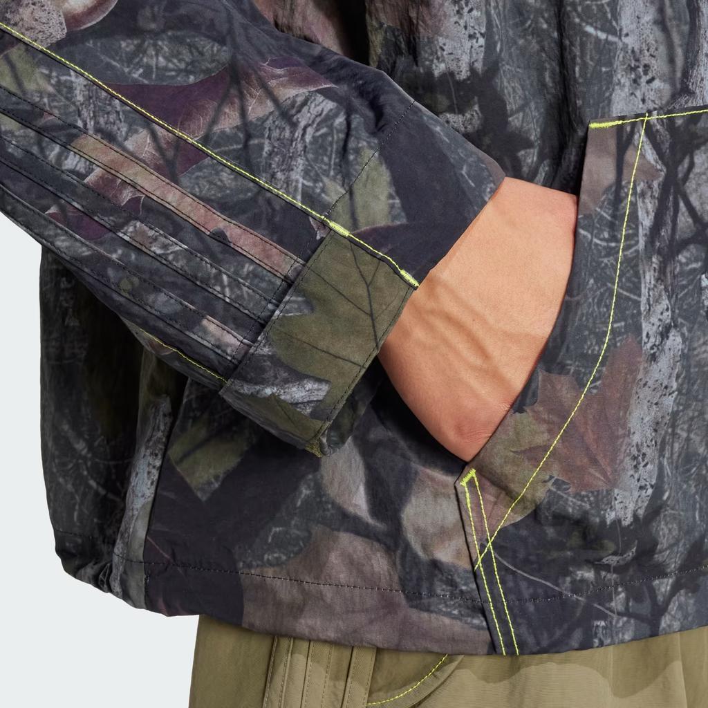 adidas Logo Camouflage Loose Fit Hooded Long Sleeve Jacket Men Jacket Olive-Green JD5417