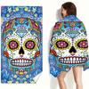 Serviette de plage polyvalente à motif tête de mort, parfaite pour la mer, la piscine, la salle de bain, le camping, le yoga