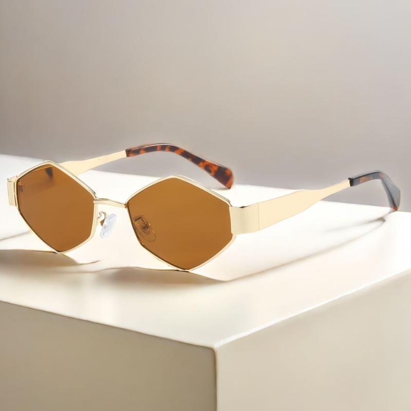 New diamond shaped sunglasses for women metal small frame concave design photography Sun Glasses