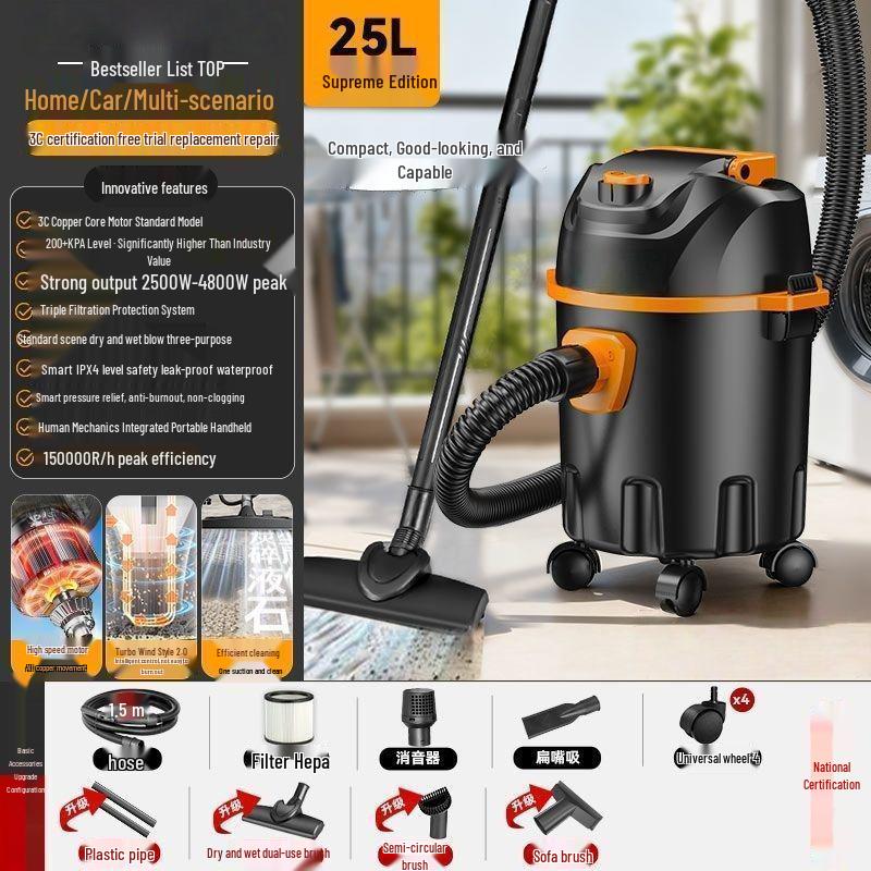 High-Power Home & Car Vacuum: Industrial Suction for Floors, Carpets, Renovations, and Grouting