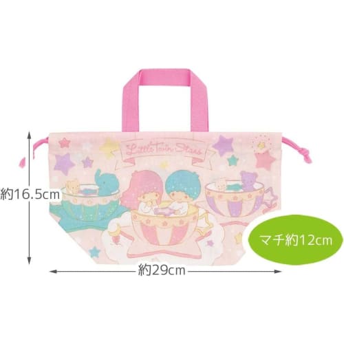 Skater Children's Lunch Box Drawstring Bag with Gusset Kids Made in Japan Sanrio Little Ruin Stars Glitter Amusement Park Girls KB7