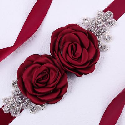 Wedding Party Dress Belt Rhinestone Stitching Rose Flower Bridal Wedding Waistband 270cm