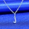 Sterling Silver Letter J Necklace with Cubic Zirconia Pendant for Women Girls Adjustable Chain Jewelry Gift