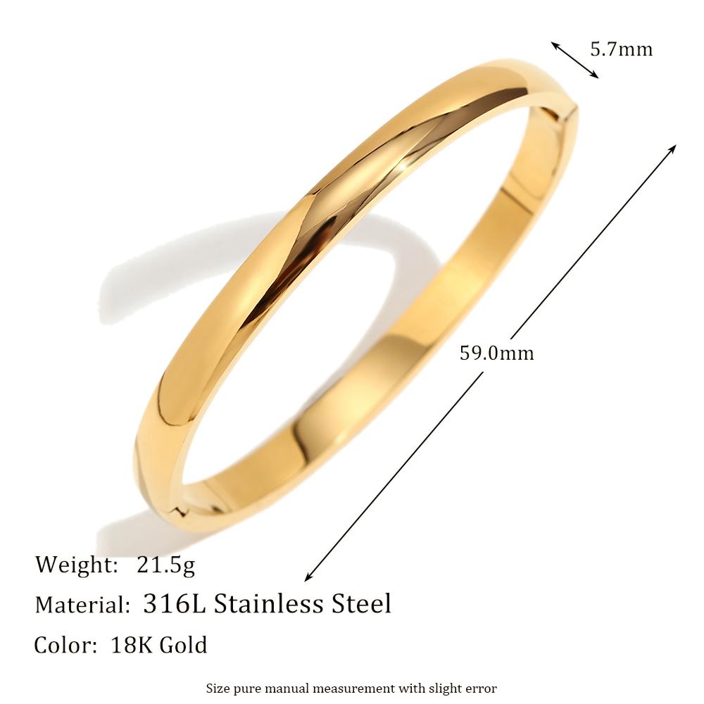MamacitaSlay 4mm 5mm 6mm 8mm Gold Plated Silver Color titanium bangles Bracelets Daily trendy women's stainless steel jewelry