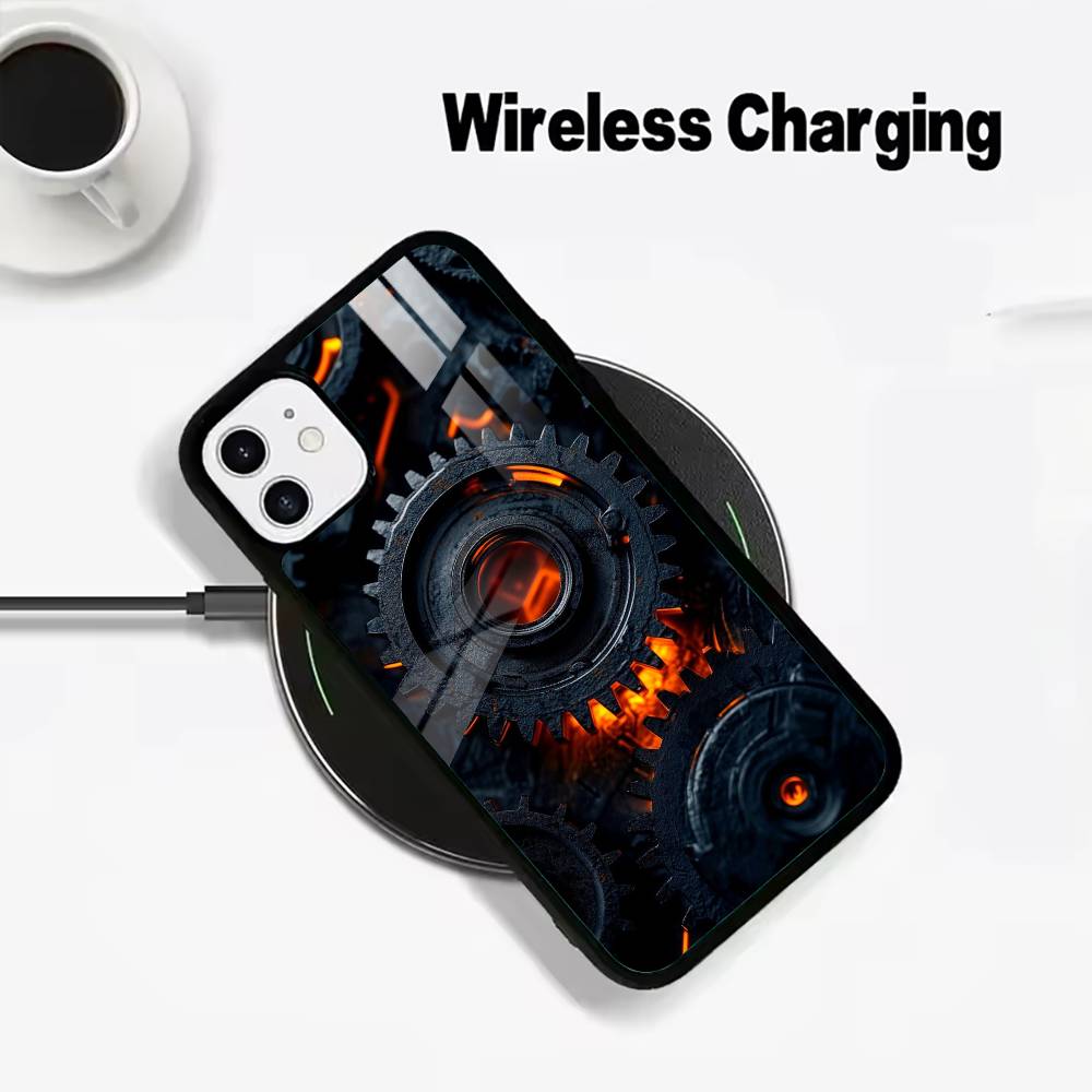 Mechanical Gear Wireless charging phone case compatible with iPhone 17/16/15/14/13/12/11
