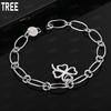 925 Sterling Silver Simple Four-Leaf Clover Side Chain Beautiful Bracelet Gift Jewelry