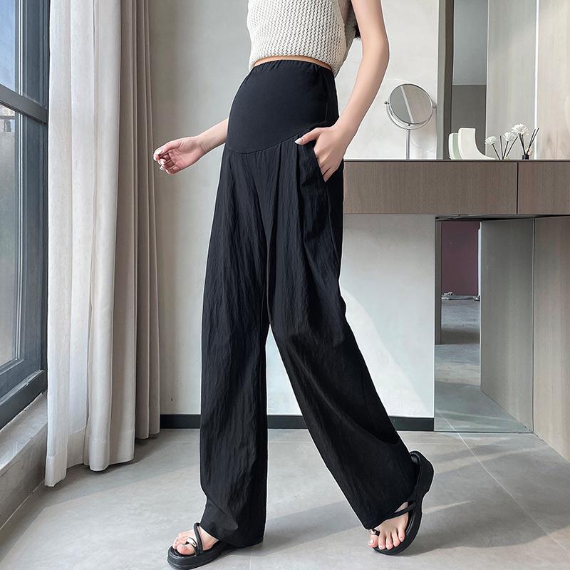 

2026 Summer Maternity Wide-Leg Belly Support Pants Medium чорний