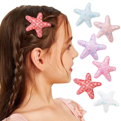 6 Stück Glitzer Stern Haarspangen für Mädchen Pailletten Haarspangen Metall Haarnadeln für Baby Kleinkinder Krokodilklemmen Haarschmuck