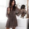Women's Short Dress, Spring and Summer A Line Loose Sexy Leopard Print Dresses Ladies Lantern Sleeve V-neck Casual Elegant Party Club Female Dress