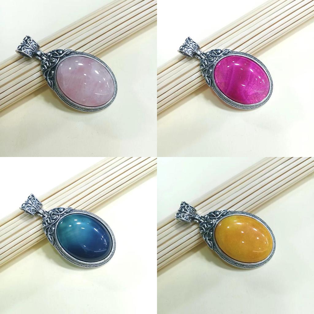 Geometric Gemstone Necklace Pendant With Embedded Semi Precious Stones For Fashion Jewelry Enthusiasts