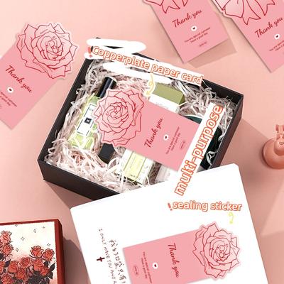 50PCS Thank You Gift Sealing Stickers Cute Bow Rose Self-Adhesive Packaging Labels for Small Business Gift Wrapping Party Favors