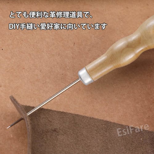 EsiFare Manual Awl (Set of 3) - Leather Awl, Wooden Awl, Sewing Awl, Handheld Sewing Machine Awl, Awl Tool, Hand Sewing Repair Tool, Handy Shoe Repair