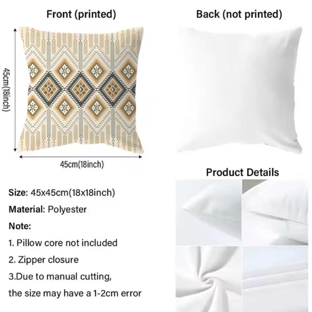 Ikat Pattern Cushion Cover Soft & Easy-Wash Pillow Case – Versatile For Couch, Bed, Travel And Office