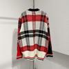 Women's Retro Plaid V-Neck Wool Knit Cardigan Sweater - Early Spring British Style