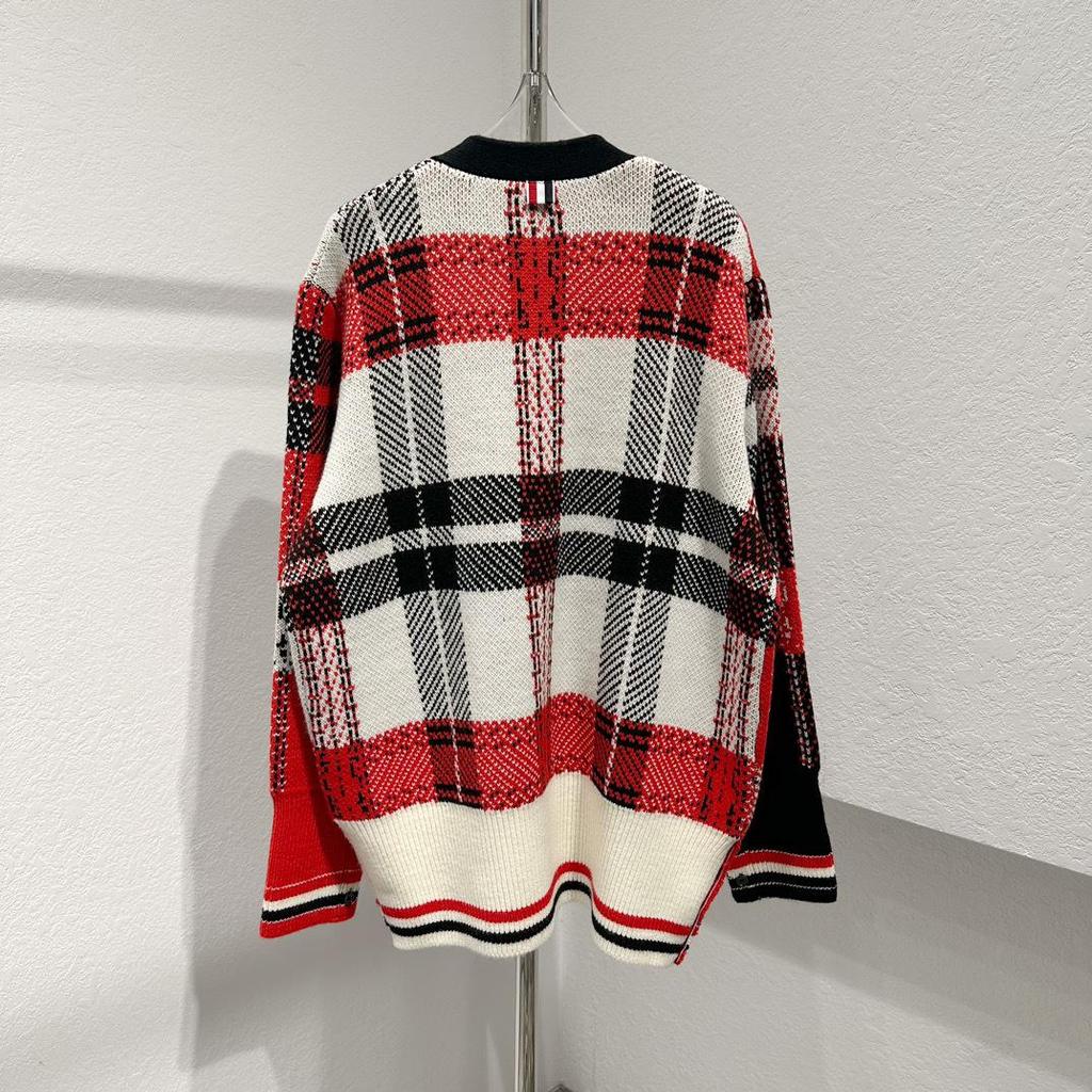 Women's Retro Plaid V-Neck Wool Knit Cardigan Sweater - Early Spring British Style