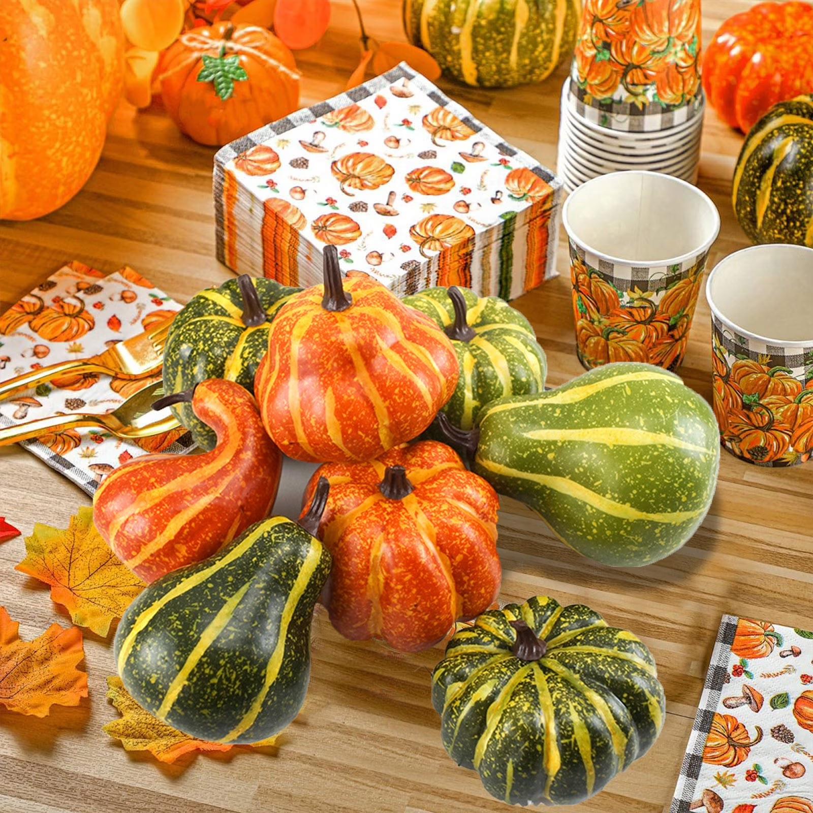 

Pack Of 8 Artificial Pumpkins / Realistic Fall Decorations For Thanksgiving And Halloween / Small Plastic Pumpkins For Home And Garden Decoration One Size