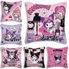 Kawaii Kuromi Sanrios Pillow Covers Cartoon Sofa Decorative Home Double-Sided Printing Short Plush Cute Cushion Cover