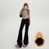 Flag-bottom Pants for Women In Autumn and Winter, Slightly Flared Jeans for Women In Autumn and Winter, Plush Jeans for Women In Autumn and Winter
