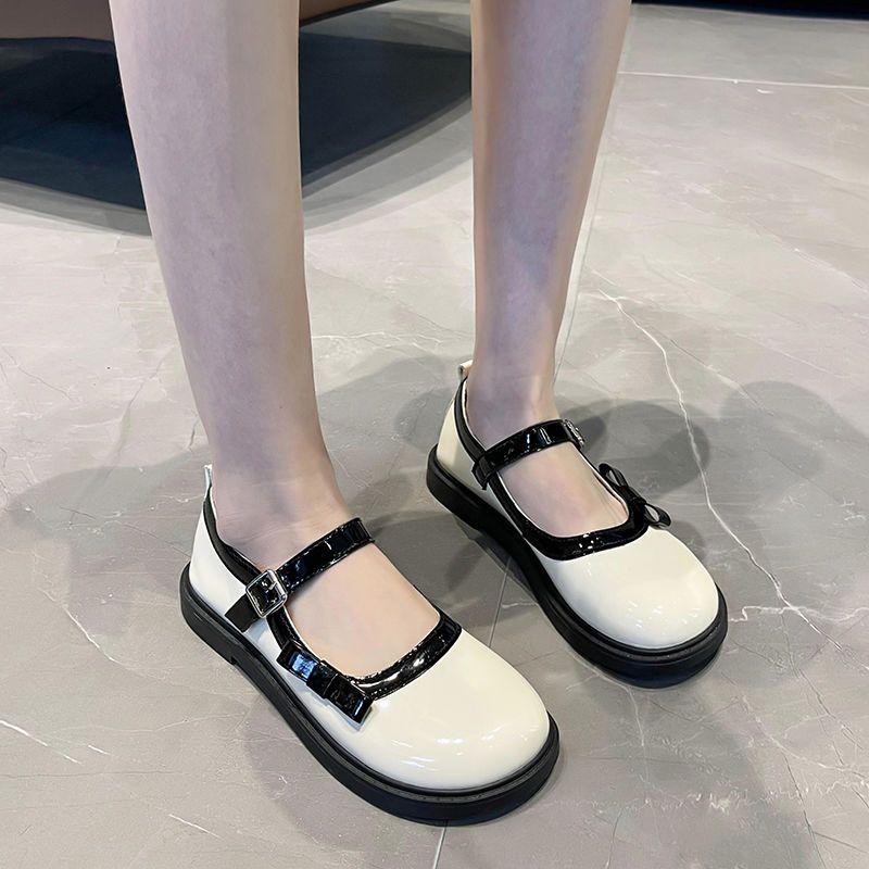 Fashion Woman Flats Japanese Style Lolita Cute White Mary Jane Gothic with Bow Shoes for Women Kawaii On Sale Elegant and Fashionable L