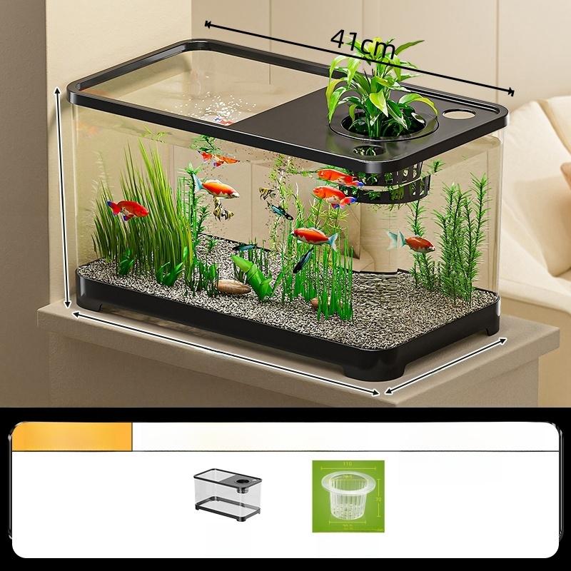 Heimgebrauch Kleiner Fischtank Verdickt Hochtransparent PC Ökologischer Fischtank Goldfischtank Sauerstoffzufuhr Explosionsgeschützt Aquarium