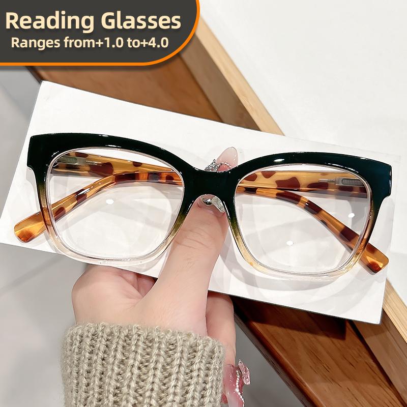New Retro Classic Square-Framed Reading Glasses With Gradient Color Matching Trendy And Fashionable Reading Glasses