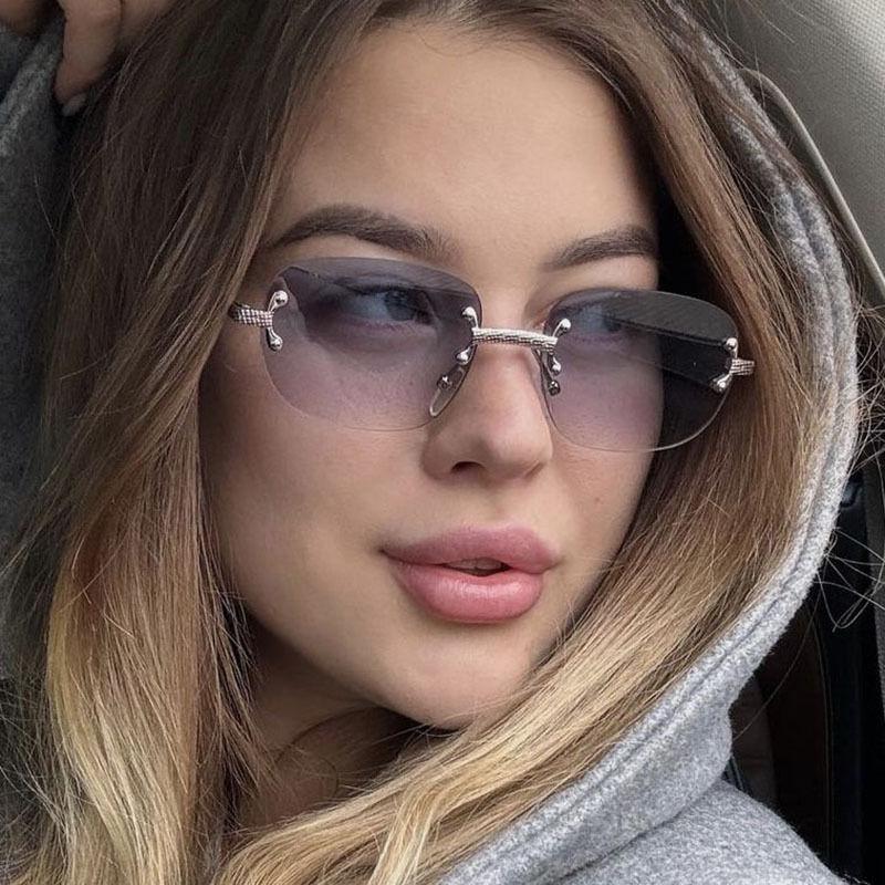 New Polygon Sunglasses Retro Women Men Metal High-End Sunglasses Luxuy Frameless Trimming Traveling Uv400 Glasses