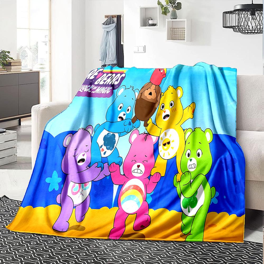 1pc Colorful Care Bears Collage flannel Blanket for Super Soft Cute Comfort Blanket for Travel Bedding Couch Sofa Blanket Y73036
