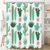 Green Cactus Shower Curtain Set Bathroom Decor Fabric Waterproof Shower Panels for Home Decoration Supplies