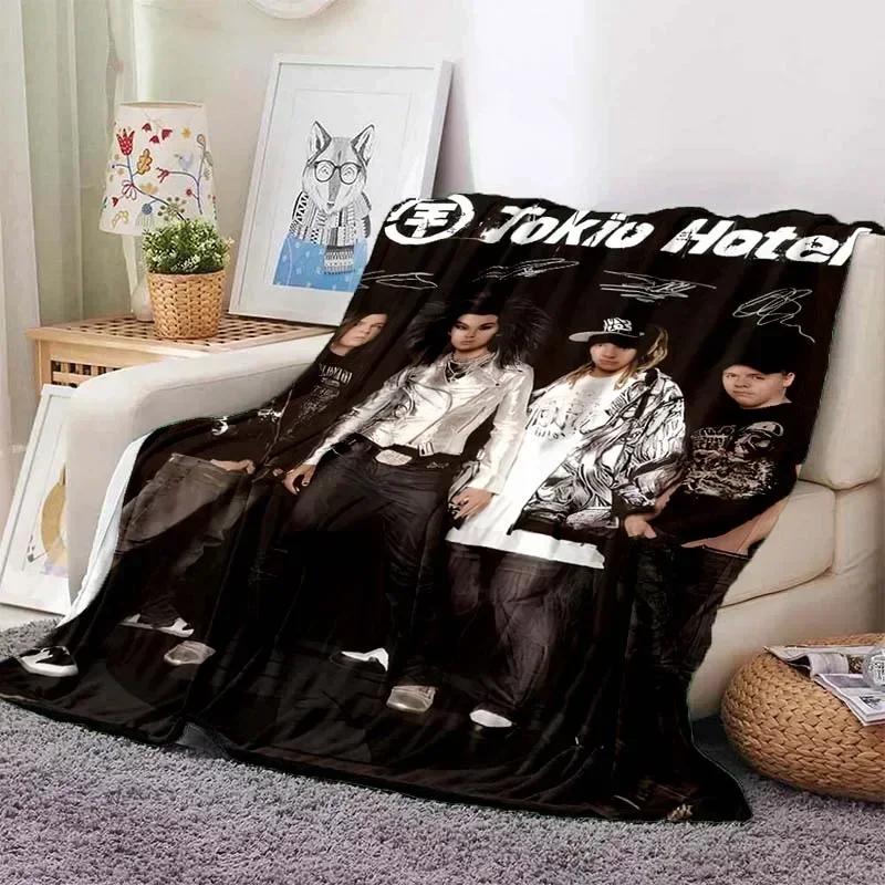 Tokio Hotel Band Retro Printed Blanket Warm Blanket Flannel Soft Comfort Blanket Home Travel Bedding Sofa Supplies Birthday Gift