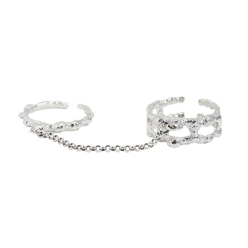

Niche Design Trendy Cool Hip-Hop Personality Design Sense Chain Female Opening Adjustable Two-Hand Finger Ring adjustable opening