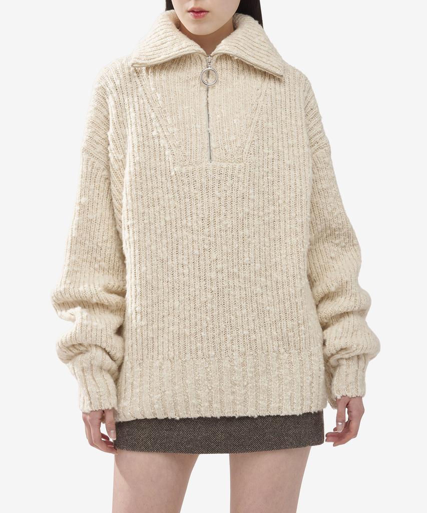 Ami Half Zipper Knit - Ivory / Uks633Kn0022185