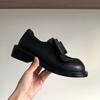 Leather college style bow round head small leather shoes women's spring and autumn new thick heel platform loafers single shoes