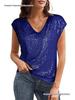 Women's Sequin V-Neck Party Vest Shirt