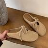 South Korea Dongdaemun women's shoes autumn new round head flat bottom bag head half slippers outside wearing lazy Mueller shoes